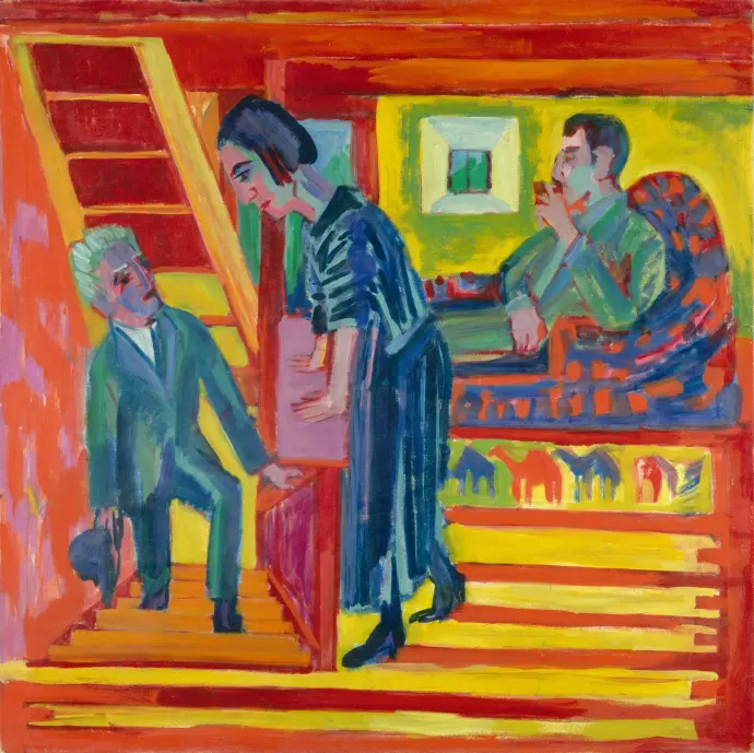 Ernst Ludwig Kirchner - The Visit - Couple and Newcomer, 1922 Ernst Ludwig Kirchner - The Visit - Couple and Newcomer, 1922
